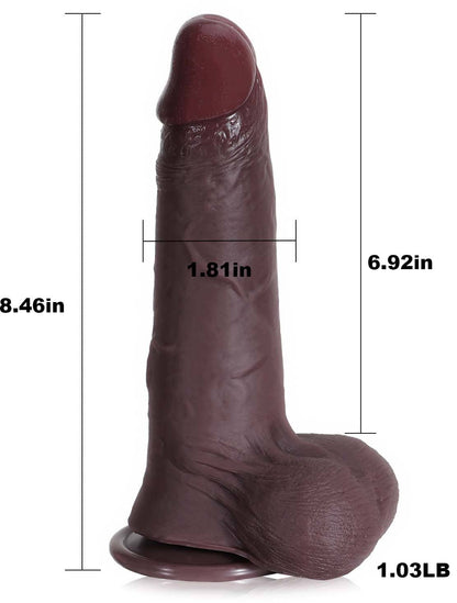 Billy 8.4” x 1.8” Black Sliding Skin Dildo With Moving Balls - RealCocks