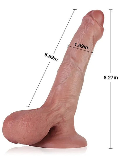 Chris 8.2" x 1.6" Uncut Realistic Dildo With Swinging Saggy Balls - RealCocks