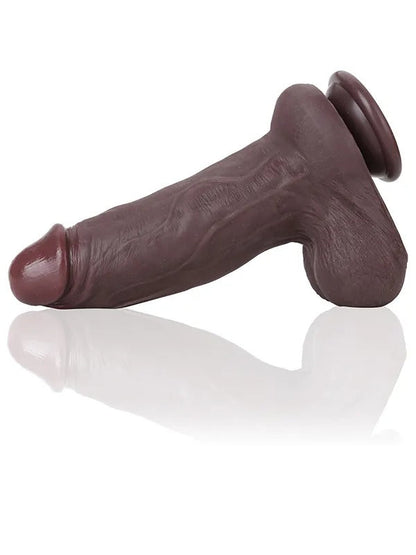 Max 8.3" x 2.2" Black Suction Cup Girthy Dildo With Moving Balls - RealCocks
