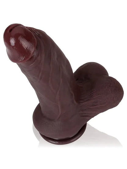 Max 8.3" x 2.2" Black Suction Cup Girthy Dildo With Moving Balls - RealCocks