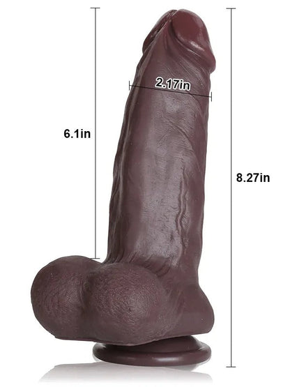 Max 8.3" x 2.2" Black Suction Cup Girthy Dildo With Moving Balls - RealCocks