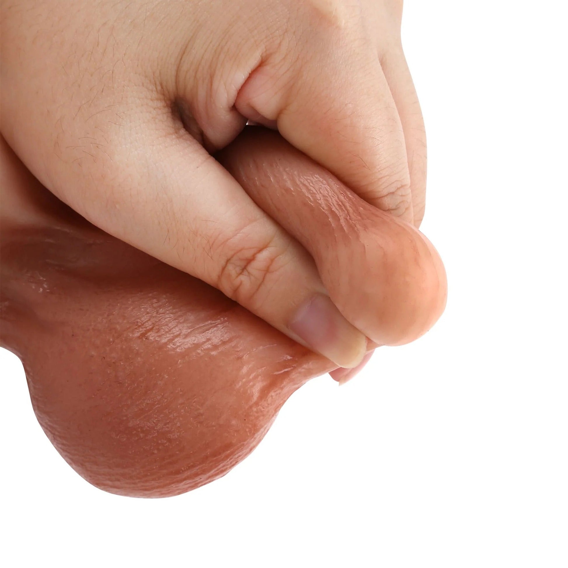 Realcocks Báller 7.9in Sliding Foreskin Black Dildo Lifelike Flexible Real Balls Realistic Dildo - RealCocks