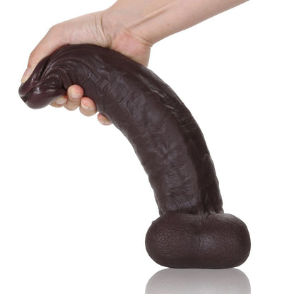 Levi 11inch Big Hyper Silicone Realistic Dildo with Balls in Hand, showcasing its flexible design
